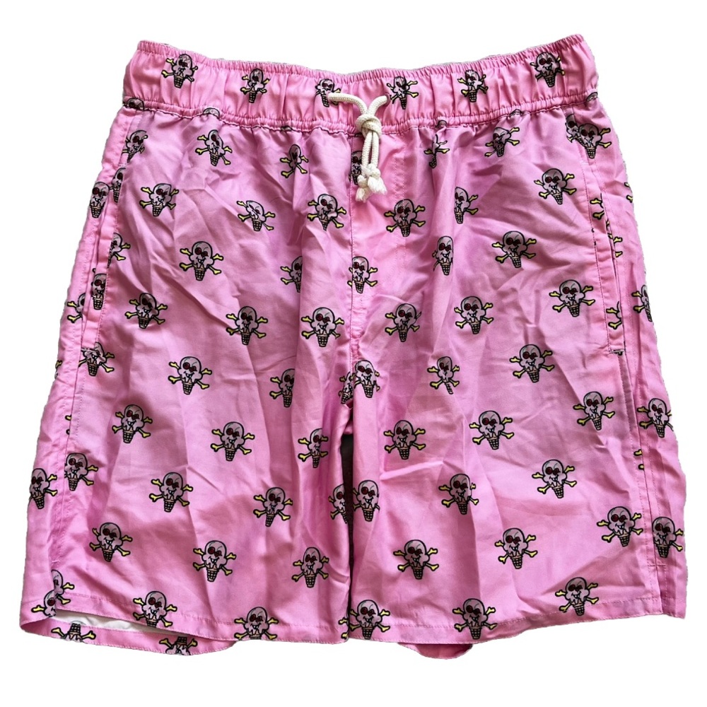 ICE CREAM Cones N Bones Logo Swim Shorts Trunks Pink Size Small Artsy Novelty